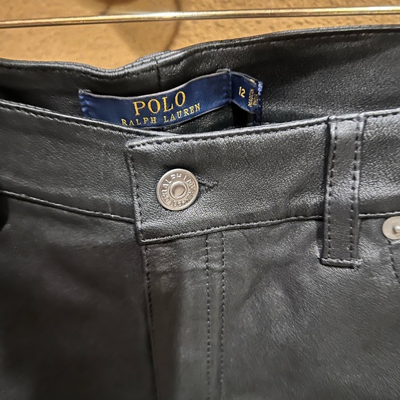 Polo Ralph Lauren Black Leather Pant Size 12 NWT - Picture 4 of 4